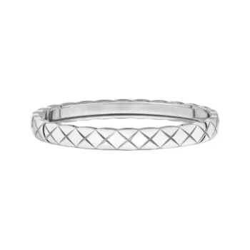 CHANEL 18K White Gold Bangles Unisex Silver