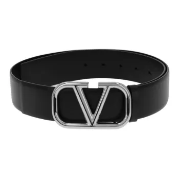 Valentino Cow Leather Belts Unisex Silver 