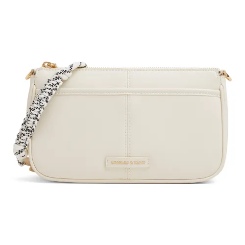CHARLES&KEITH PU Crossbody Bag, Shoulder Bag Trumpets Women's Cream Milk White/Black
