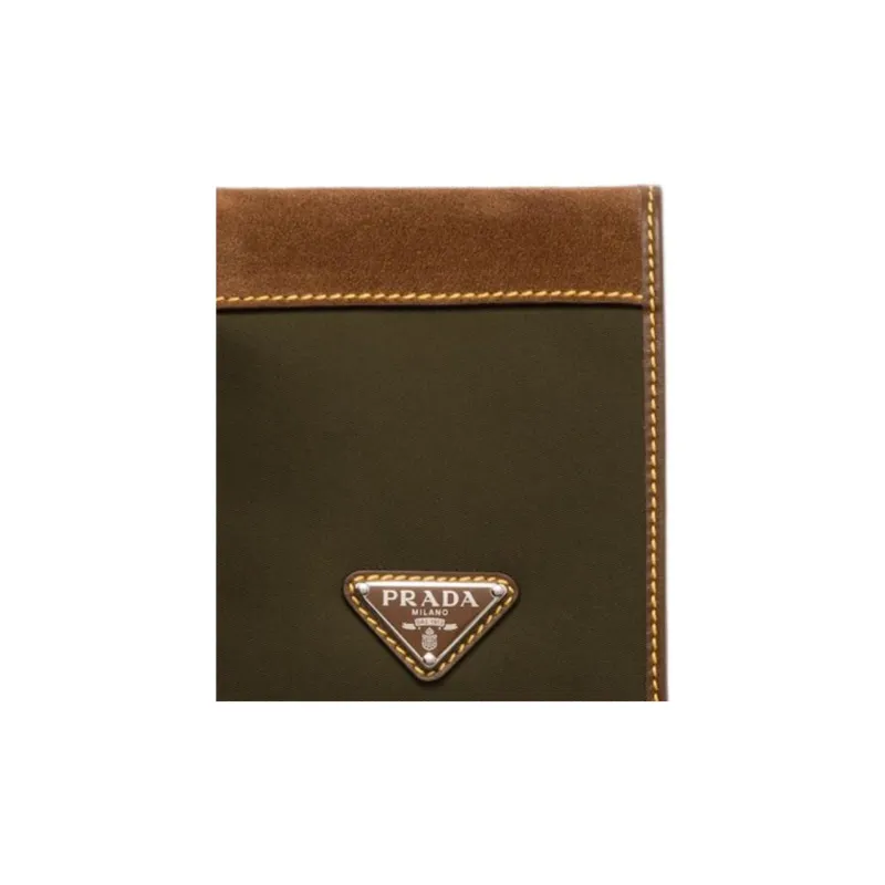 PRADA Re Nylon Polyamide Wallet Men's Musk Green With Cocoa-4