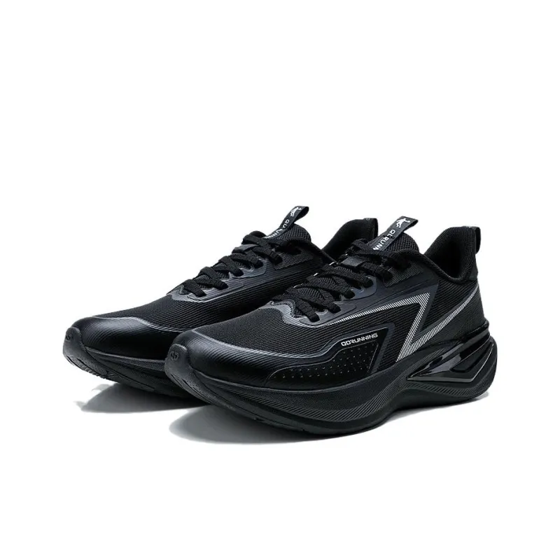 QIAODAN Anti Slip Wear Resistant Low Top Casual City Commute Running Shoes Men's Black Lightning Gray-2