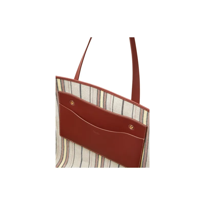 Loro Piana Linen Tote Bag, Shopping Bag, Handbag Women's Multicolor-3