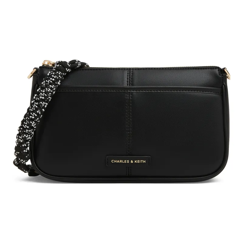 CHARLES&KEITH PU Crossbody Bag, Shoulder Bag Trumpets Women's Cream Milk White/Black-4