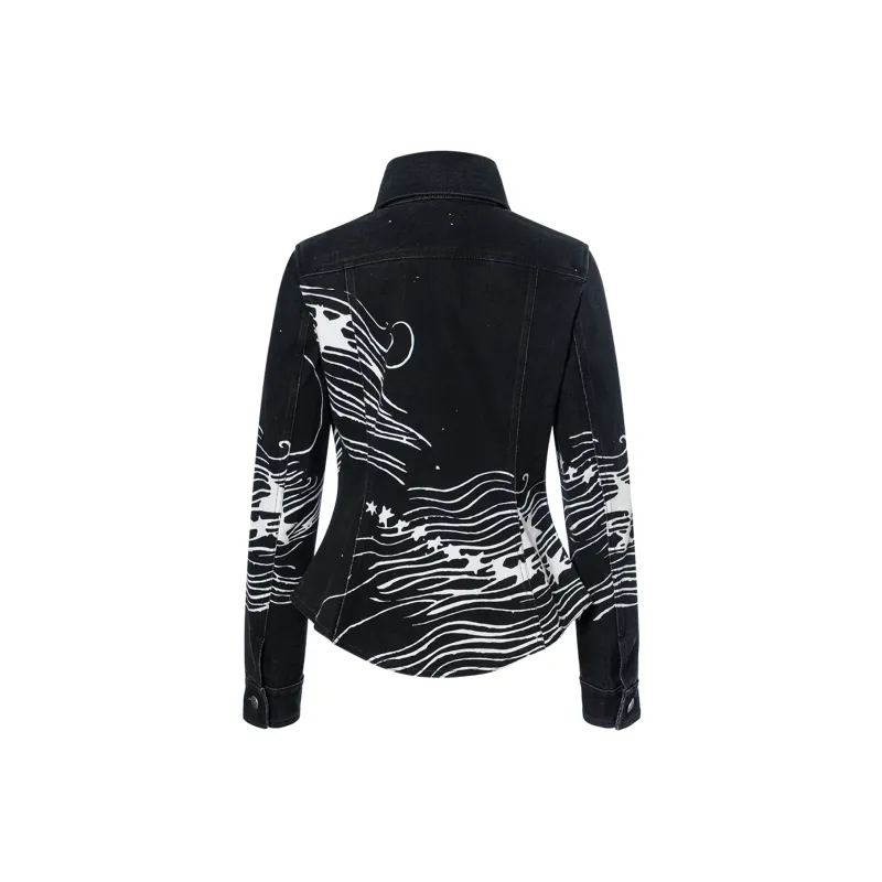 CHANEL Denim Jacket Women's Black-1