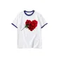 White with Navy Blue Edge