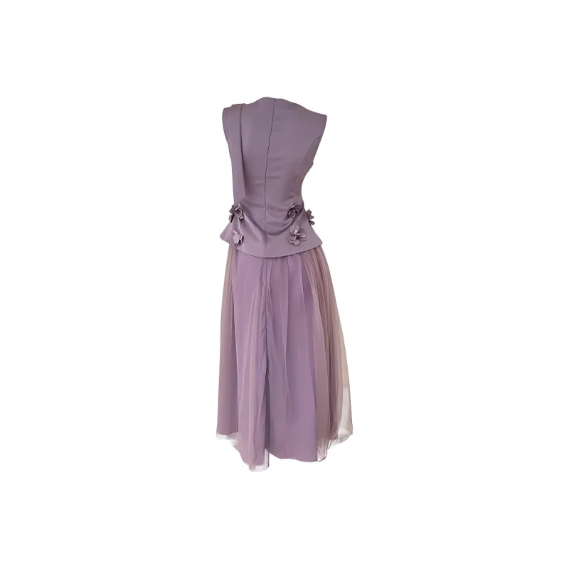 DOKZB Sleeveless Dresses Women's Lily Of The Valley Purple-1