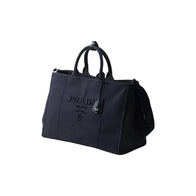 PRADA Cotton Tote Bag, Shopping Bag, Shoulder Bag, Handbag Extra Large Men's Sea Blue-1