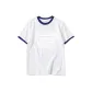 White with Navy Blue Edge