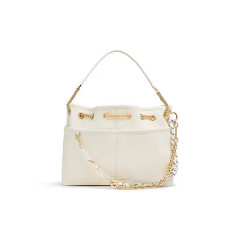 CHARLES&KEITH PU Crossbody Bag Medium Size Women's Cream Milk White/Black