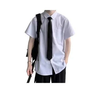 Zomuros Shirts Unisex White With Black Tie