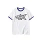 White with Navy Blue Edge