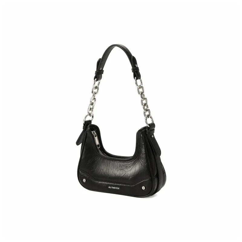 ALI THE FOX Synthetic Leather Underarm Shoulder Bag Women's Laser Silver/Deep Black/Ecru/Rose Pink-8