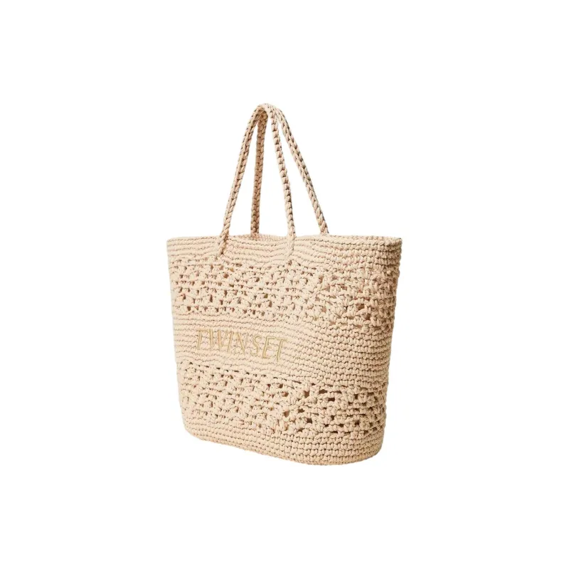TWINSET MILANO Design Tote Bag, Shopping Bag, Handbag Women's Natural-1