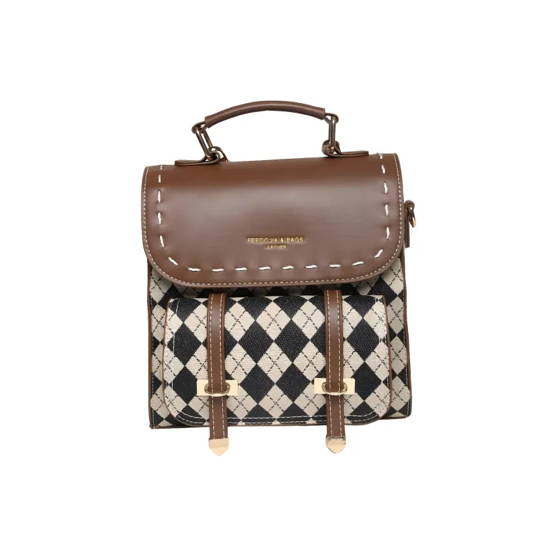 Yalu PU Backpack Women's Dark Brown/Black-6
