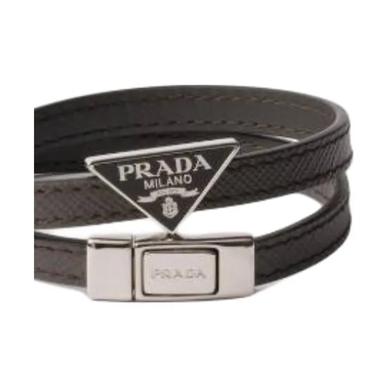 PRADA Leather Bracelets Men's Brown-2