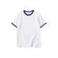 White with Navy Blue Edge
