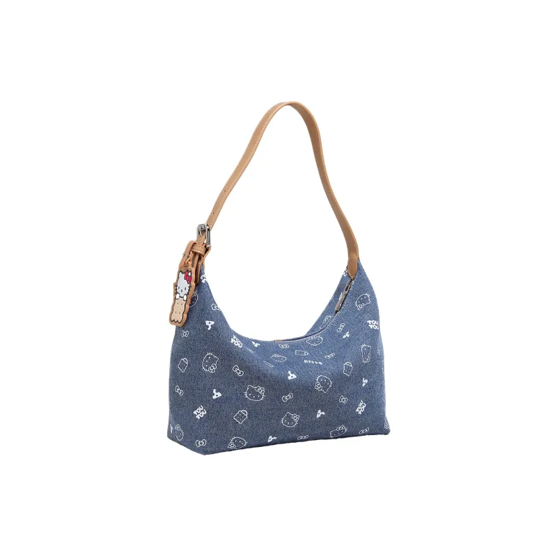 TOUTOU Hello Kitty Collaboration Hello Kitty Fabric Underarm Shoulder Bag Regular Women's Denim Blue-14
