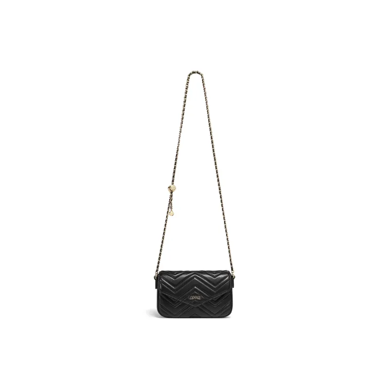 COOGI Synthetic Leather Shoulder Bag Medium Size Women's Ecru/Black/Pink-4