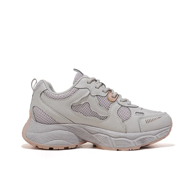 RENBEN Breathable Lightweight Height Increasing Low Top Chunky Sneakers Women's Gray-1