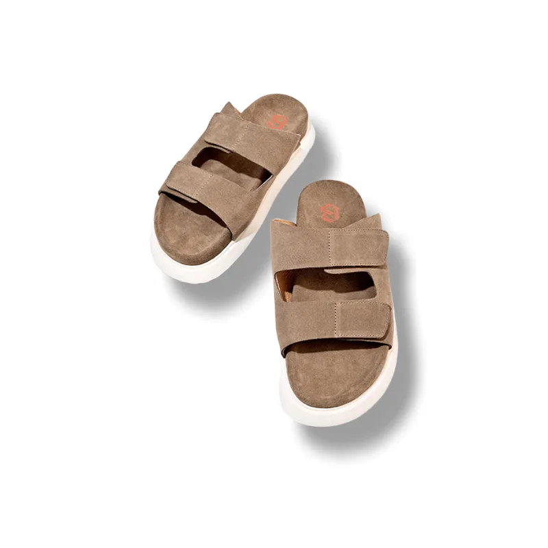 Brounvanm Rubber Foam Outsole Slip Resistant Abrasion Resistant Quick Dry Slide Slippers Men's Apricot-2