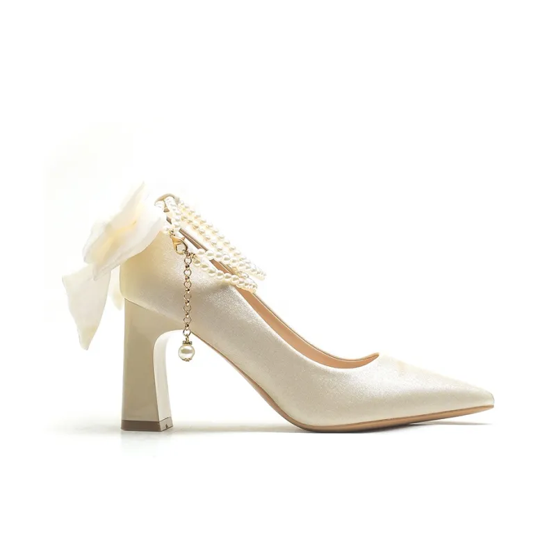 MABEL&CO Chunky Heel High Heels Women's Apricot-1