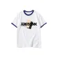 White with Navy Blue Edge