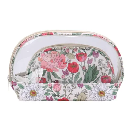 MILO BLISS PVC Semi Circular Floral Print Makeup Storage Bag Portable