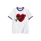 White with Navy Blue Edge