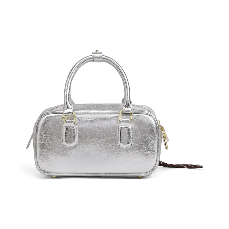 C°BANNER Cow Leather Shoulder Bag, Crossbody Bag, Handbag Trumpets Women's Silver-3