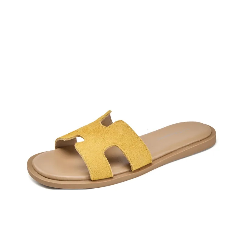 La Chapelle Slip Resistant Odor Resistant Abrasion Resistant Quick Dry Slide Slippers Women's Yellow-1