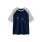 Navy Blue & White Heather Gray