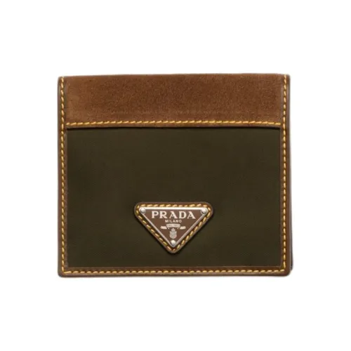 PRADA Recycled Nylon With Leather Wallet Men's Musk Green With Cocoa