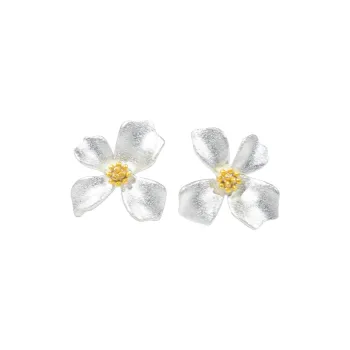 Shunqin Silver Building 999 Fine Silver Stud Earrings Women's