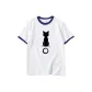 White with Navy Blue Edge