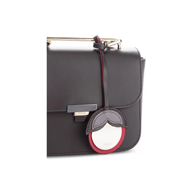 Furla Elisir Cow Leather Small Square Bag, Shoulder Bag, Crossbody Bag, Handbag Mini Women's Black-4