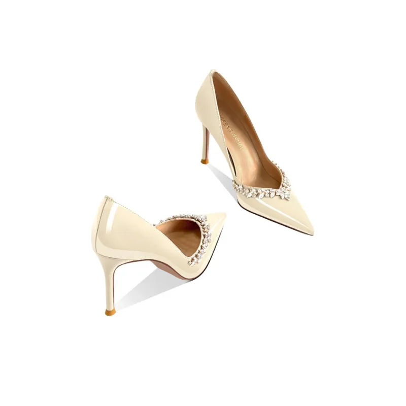 Lan Miao Slim Heel High Heels 6CM Women's Ecru-5