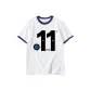 White with Navy Blue Edge