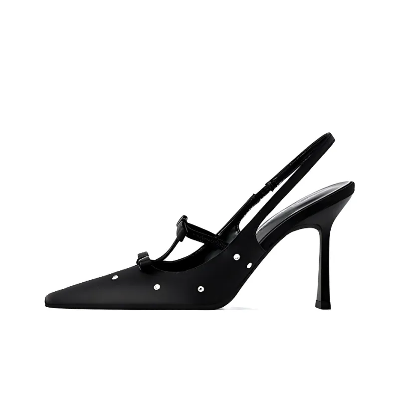 Lan Miao Slim Heel High Heels Women's Black-0