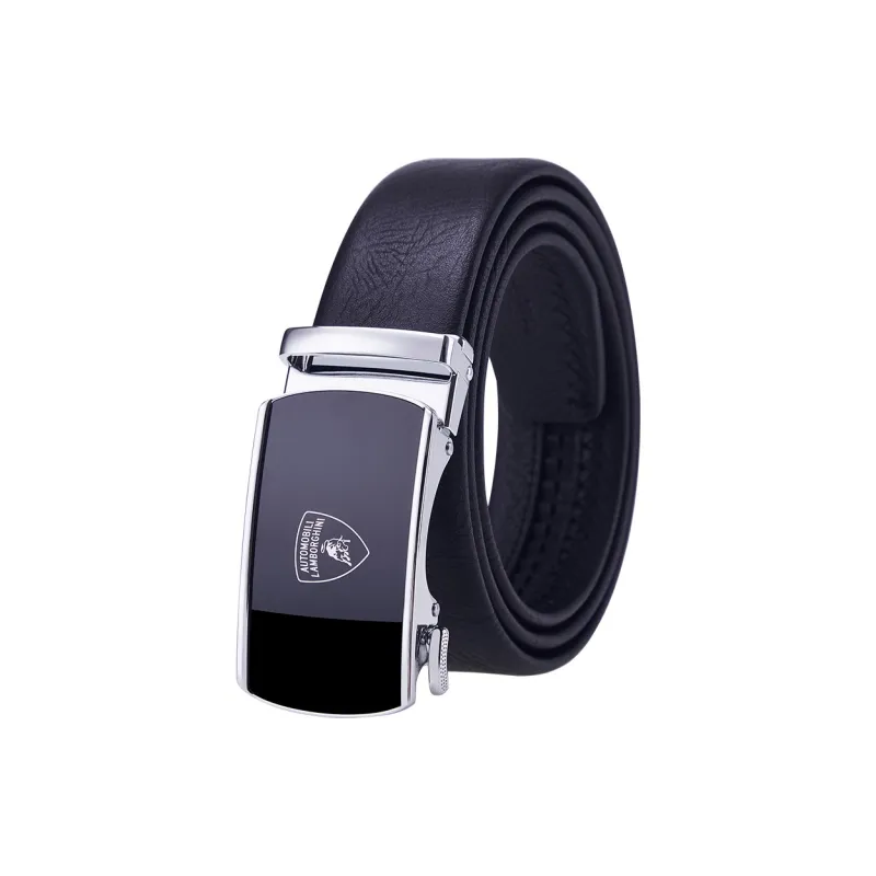 Automobili Lamborghini Cow Leather Belts Men's Width 3.5cm-0