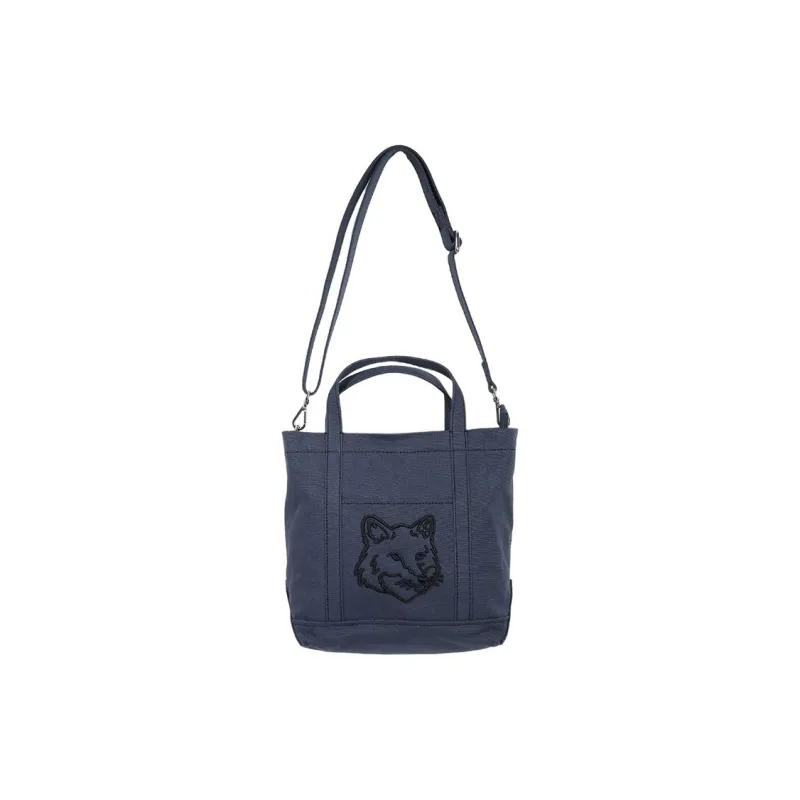 Maison Kitsune Cotton Tote Bag, Shopping Bag, Shoulder Bag, Handbag Small Size Women's Blue-0