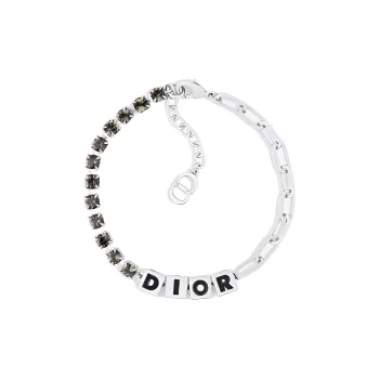 DIOR Faux Crystal Bracelets Men's Silver