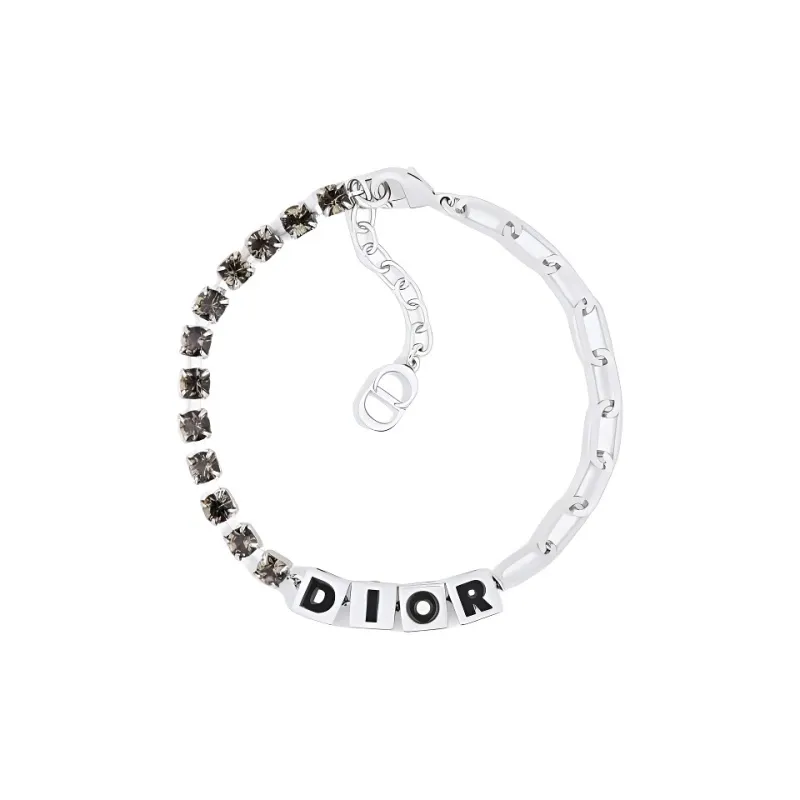 DIOR Faux Crystal Bracelets Men's Silver-0