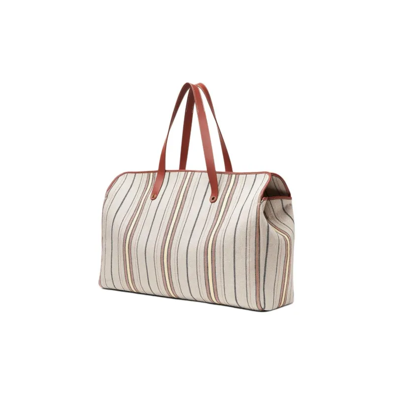 Loro Piana Linen Tote Bag, Shopping Bag, Handbag Women's Multicolor-1