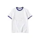 White with Navy Blue Edge