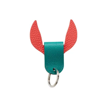 HERMES Calfskin Bag Charm Bag Accessory Unisex Red & Green