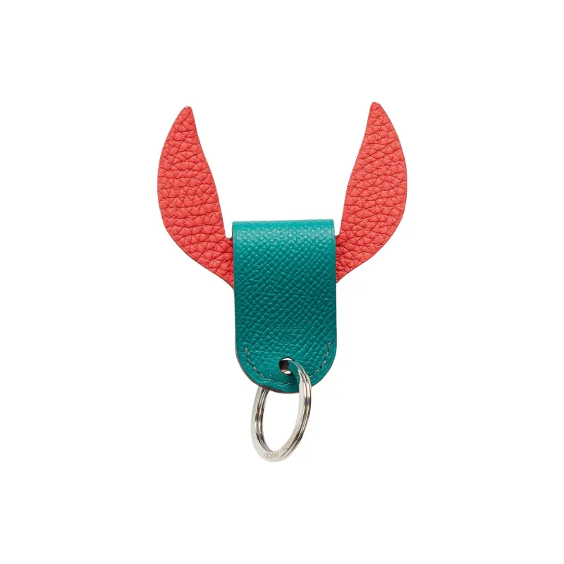 HERMES Calfskin Bag Charm Bag Accessory Unisex Red & Green-0