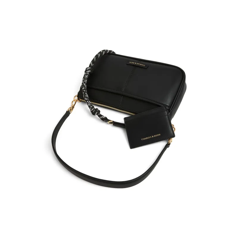 CHARLES&KEITH PU Crossbody Bag, Shoulder Bag Trumpets Women's Cream Milk White/Black-6