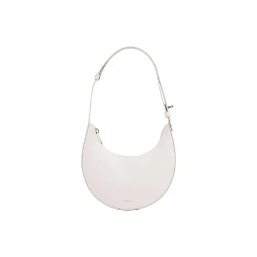 Furla Grain Leather Underarm Shoulder Bag Mini Women's Cream