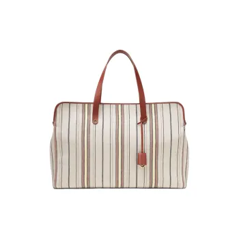 Loro Piana Linen Tote Bag, Shopping Bag, Handbag Women's Multicolor