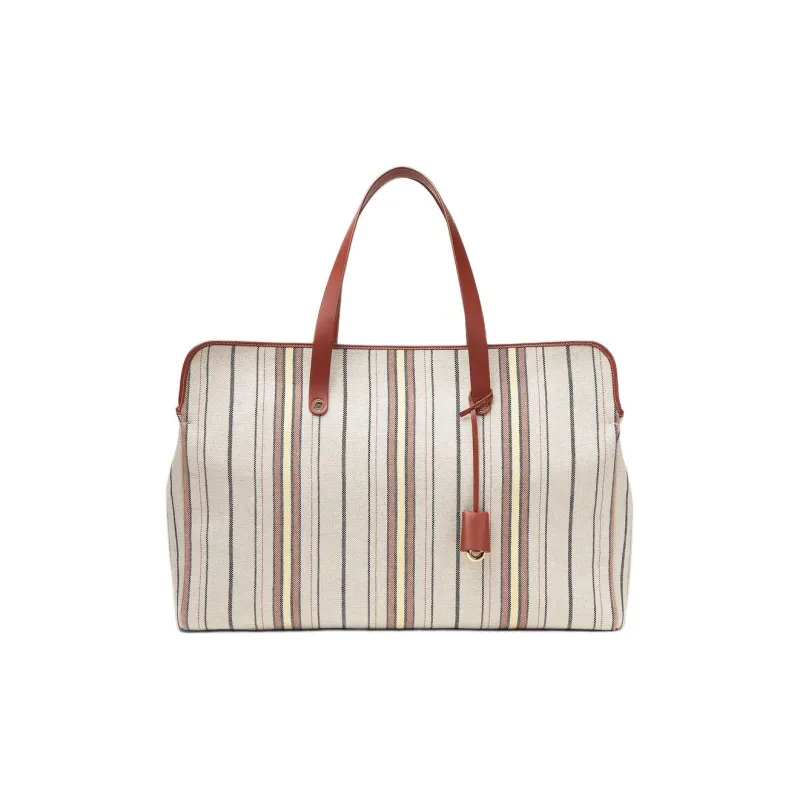 Loro Piana Linen Tote Bag, Shopping Bag, Handbag Women's Multicolor-0